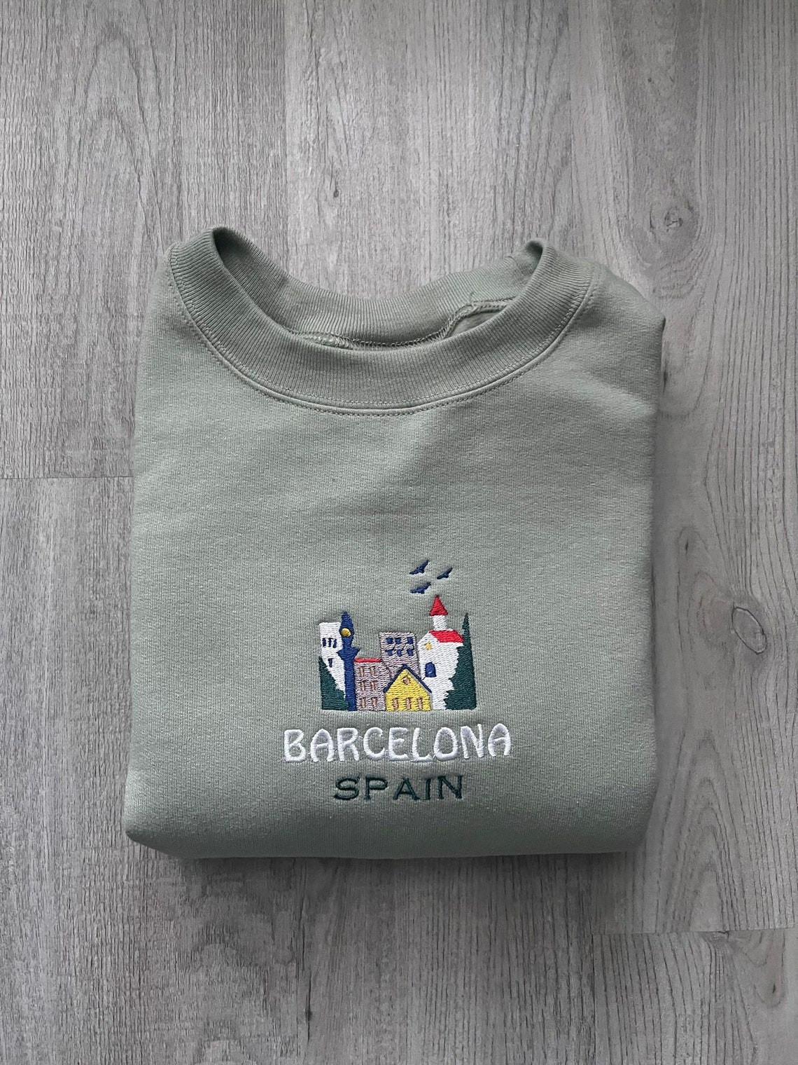 Barcelona Spain Embroidered Sweater