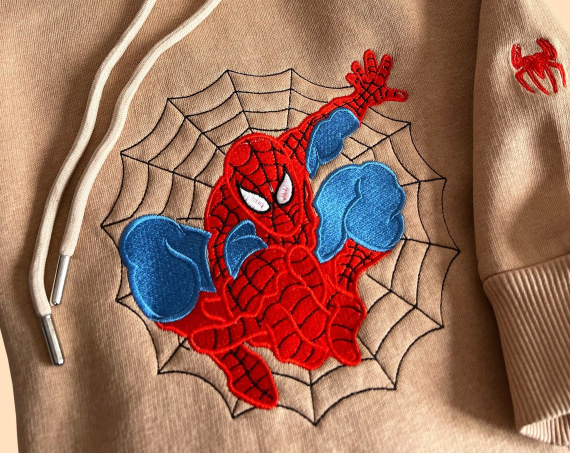 Spiderman Embroidered Hoodie Spiderman Embroidered Sweatshirt Spiderman Embroidery Spiderman Hoodies Peter Parker Sweatshirt