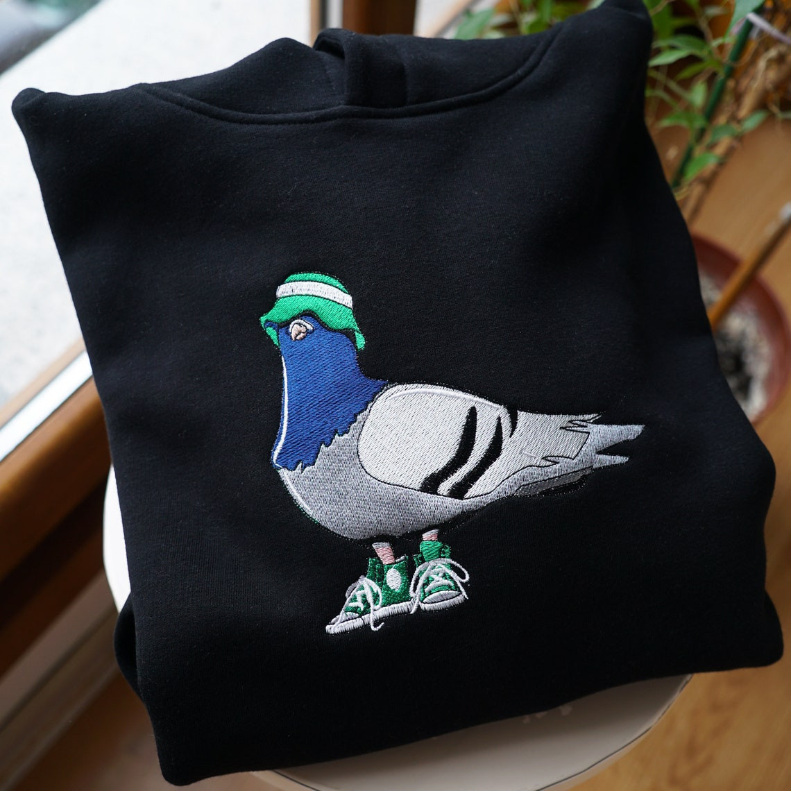 Cool Pigeon Embroidered Hoodie Cool Pigeon Embroidered Sweatshirt Pokemon Embroidery Cool Pigeon Hoodies Cool Pigeon Sweatshirt Hoodie