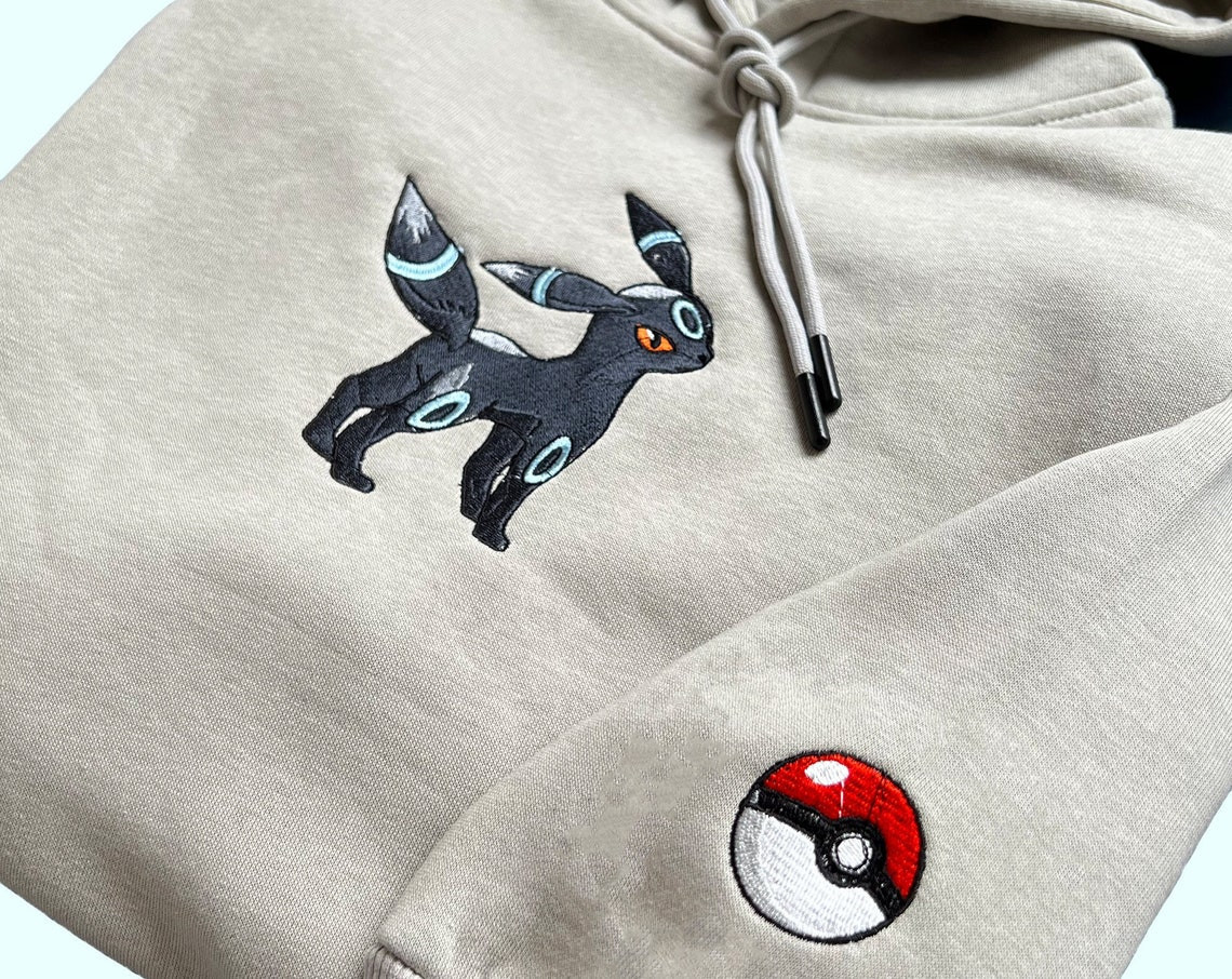 Pokemon Umbreon Embroidered Hoodie Pokemon Embroidered Sweatshirt Pokemon Embroidery Pokemon Hoodies Pokemon Umbreon Sweatshirt Unisex