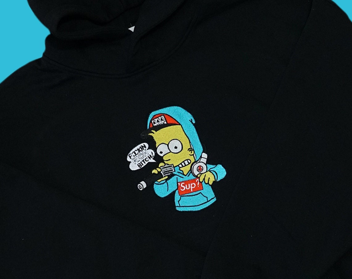 The Simpsons Embroidered Sweatshirt Hoodie Embroidered Sweatshirt Anime Embroidery Cartoon The Simpsons Hoodies High Quality Unisex