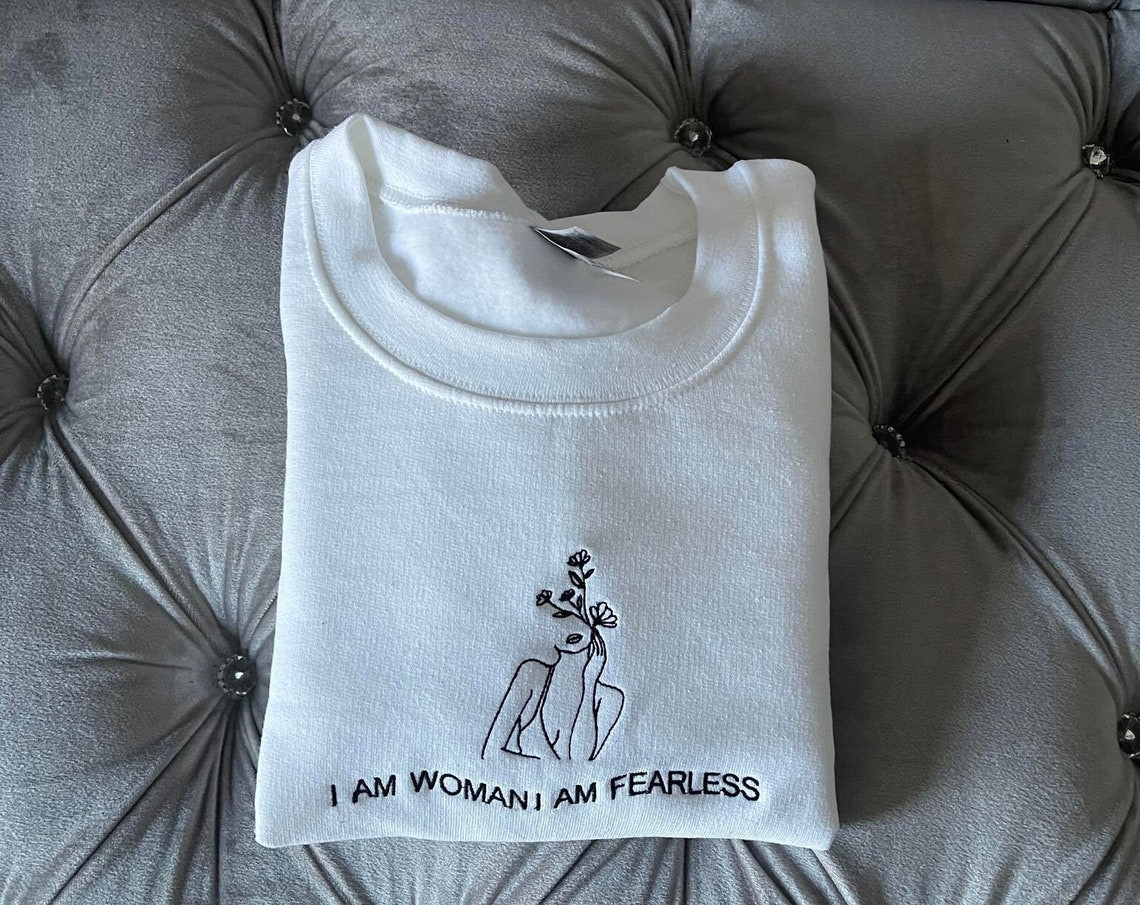 I Am Woman Fearless Embroidered Crewneck