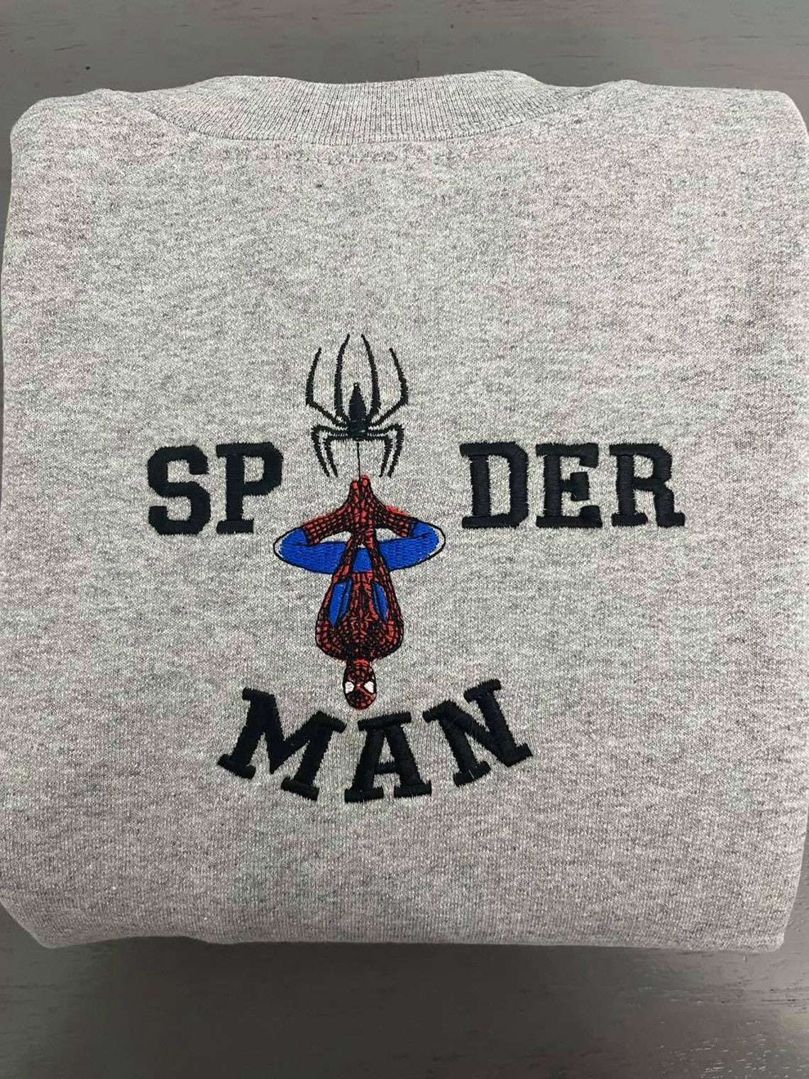 New Trend Spiderman Embroidered Sweatshirt Spiderman Inspired Embroidered Crew Neck