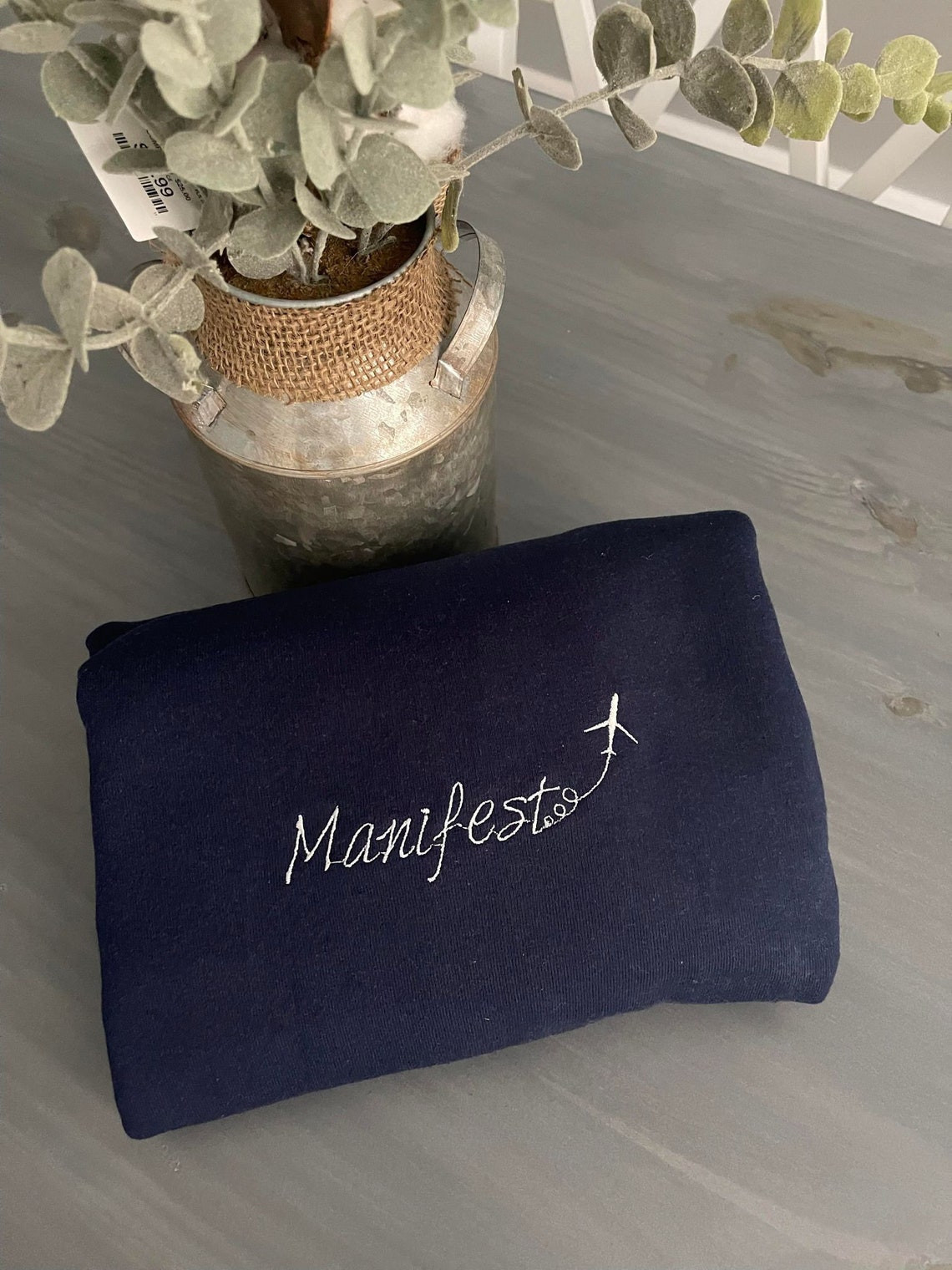 Manifest 828 Netflix Series Embroidered Crewneck 828 Embroidered On Sleeve Addition