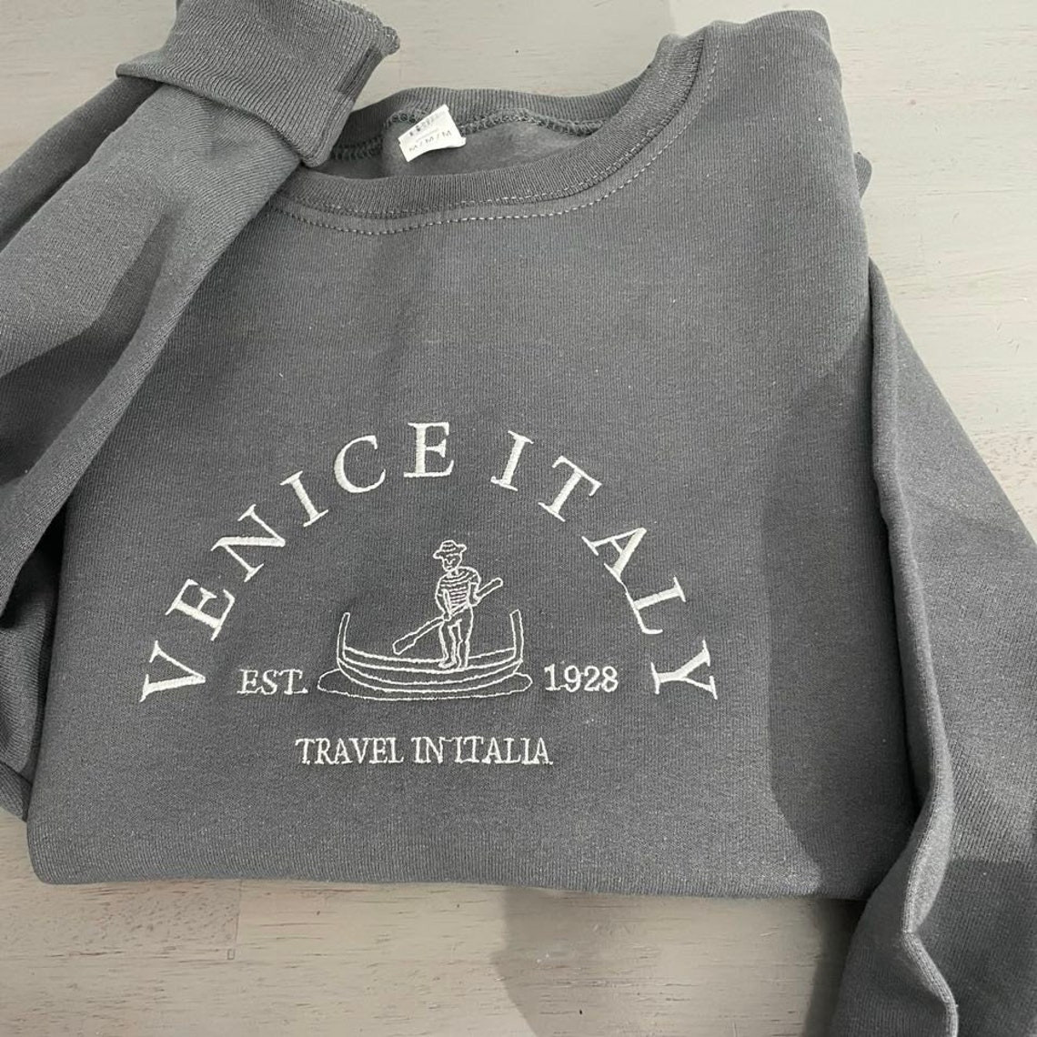 Venice Italy Embroidered Sweatshirt