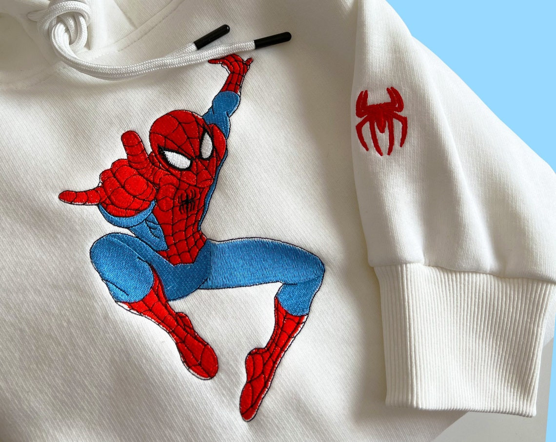 Spiderman Embroidered Hoodie Spiderman Embroidered Sweatshirt Spiderman Embroidery Spiderman Hoodies Peter Parker Sweatshirt