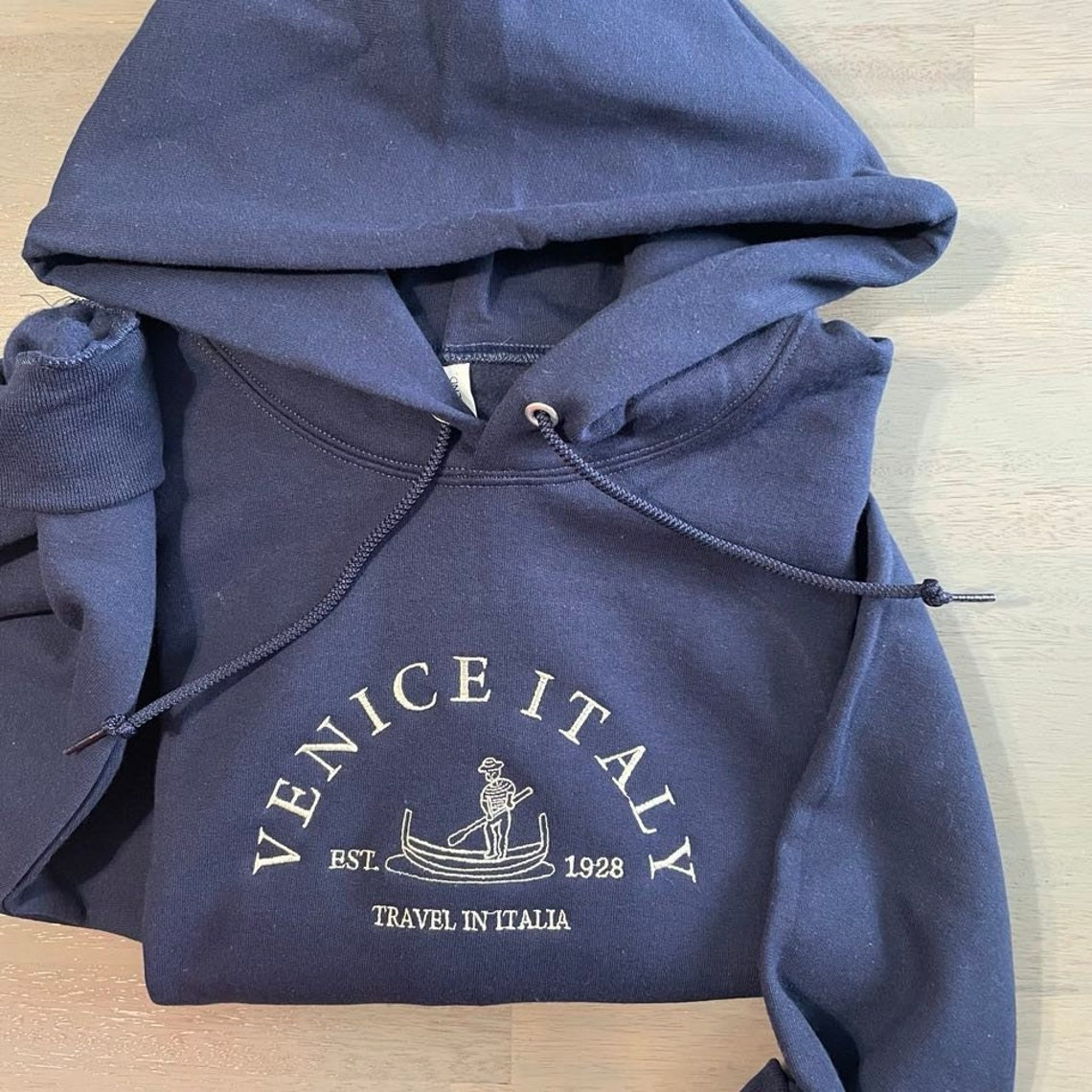 Venice Italy Embroidered Hoodie Venice Italy Embroidery Hoodie