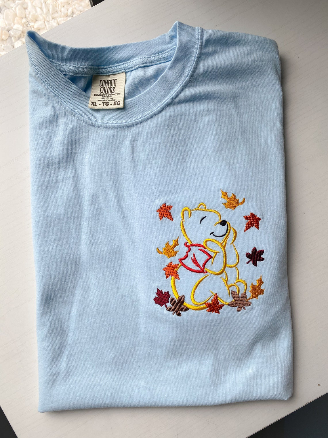 Pooh In Fall Embroidered Shirt Disney Halloween Embroidered T Shirt Disney Autumn Fall Embroidered T Shirt