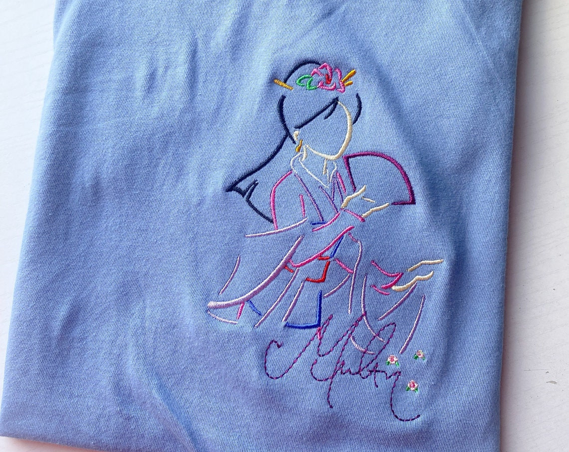 Mulan Embroidered Shirt Disney Embroidered T Shirt Disney Princess Embroidered T Shirt