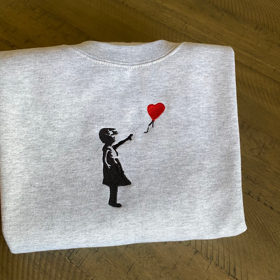 Banksy Girl With Ballon Embroidered Sweatshirt Banksy Art Sweatshirt Banksy Sweatshirt