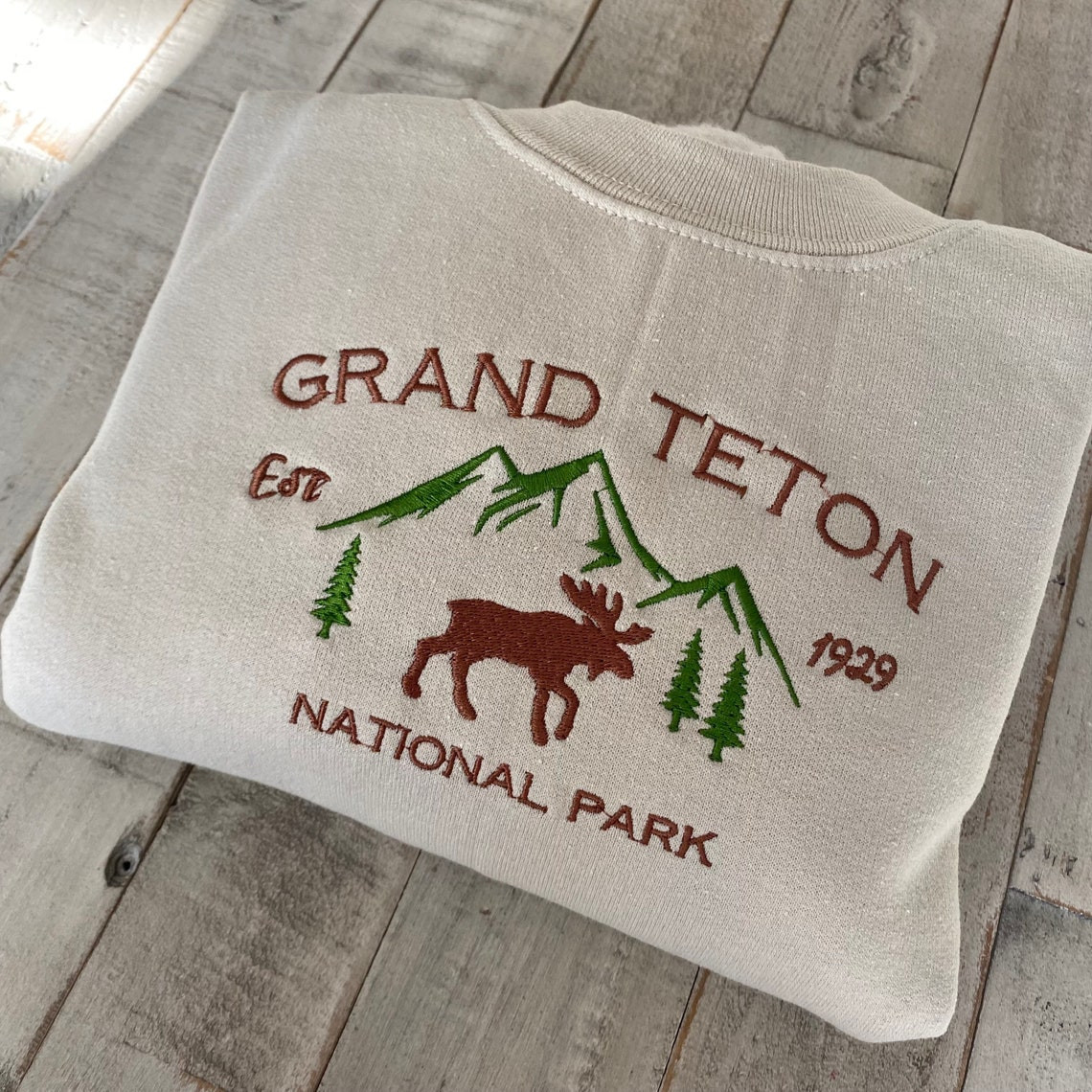 Grand Teton National Park Embroidered Crewneck Embroidered Crewneck National Park Sweatshirt