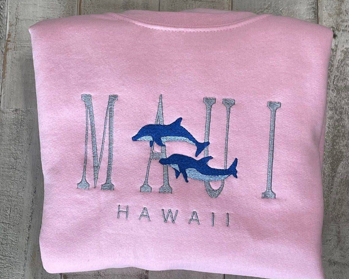 Maui Hawaii Embroidered Crewneck Cute Vintage Sweatshirt Trendy Crewneck