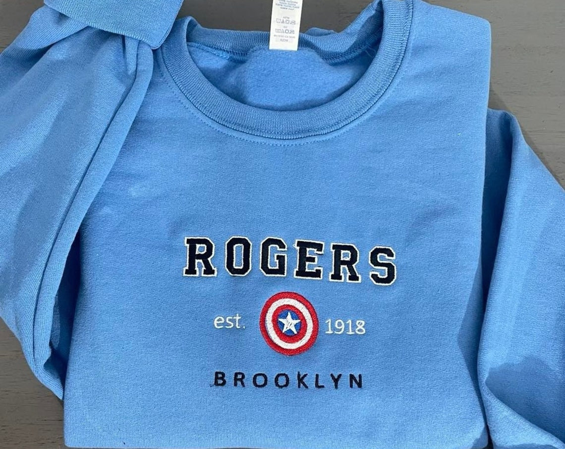 Rogers 1918 Embroidered Sweatshirt Avenger Marvel Embroidered Sweatshirt Rogers 1918 Crewneck