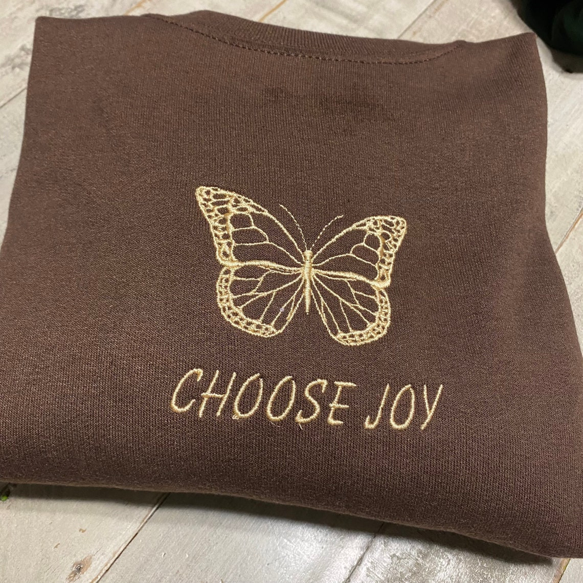 Embroidered Choose Joy Butterfly Vintage Crewneck Choose Joycrewneck Butterfly Sweatshirts Cute Vintage Sweatshirt Trendy Crewneck