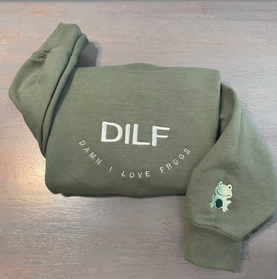 Dilf Damn I Love Frogs Embroidered Sweatshirt Dilf Embroidered Sweatshirts Frogs Sweatshirts Custom Frogs Sweatshirts