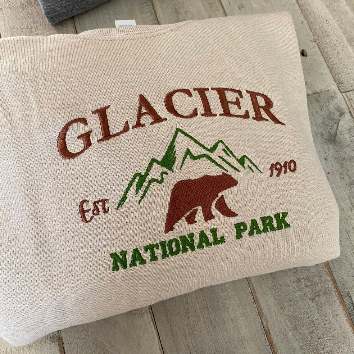 Glacier National Park Embroidered Crewneck Embroidered Crewneck National Park Sweatshirt