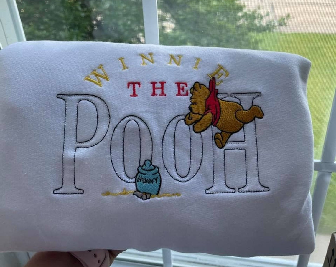 Winnie The Pooh Embroidered Sweatshirt Winnie The Pooh Embroidery Crewneck