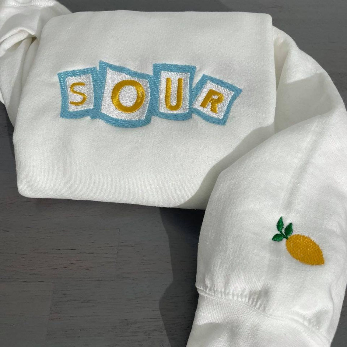 Vintage Sour Embroidered Sweatshirt Sour Embroidered Crewneck Custom Design Sweatshirt