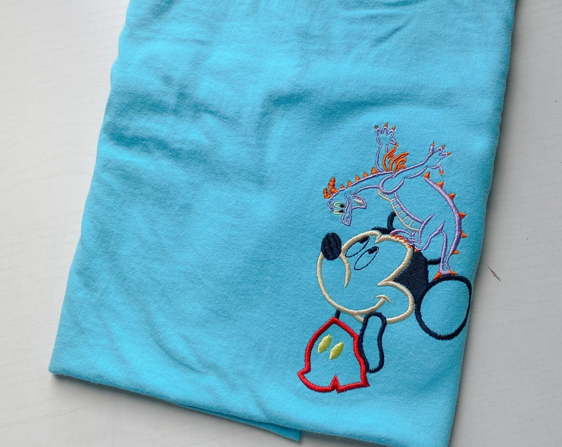 Mickey And Figment Embroidered Shirt Disney World Embroidered Shirt Epcot Embroidered Shirt