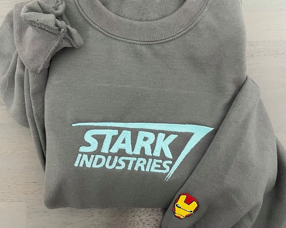 Stark Industries Embroidered Sweatshirt Trending Stark Industries Crewneck Ironman Sweatshirt