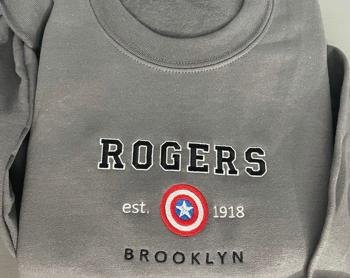 Rogers 1918 Embroidered Sweatshirt Avenger Marvel Embroidered Sweatshirt Vintage Rogers 1918 Crewneck