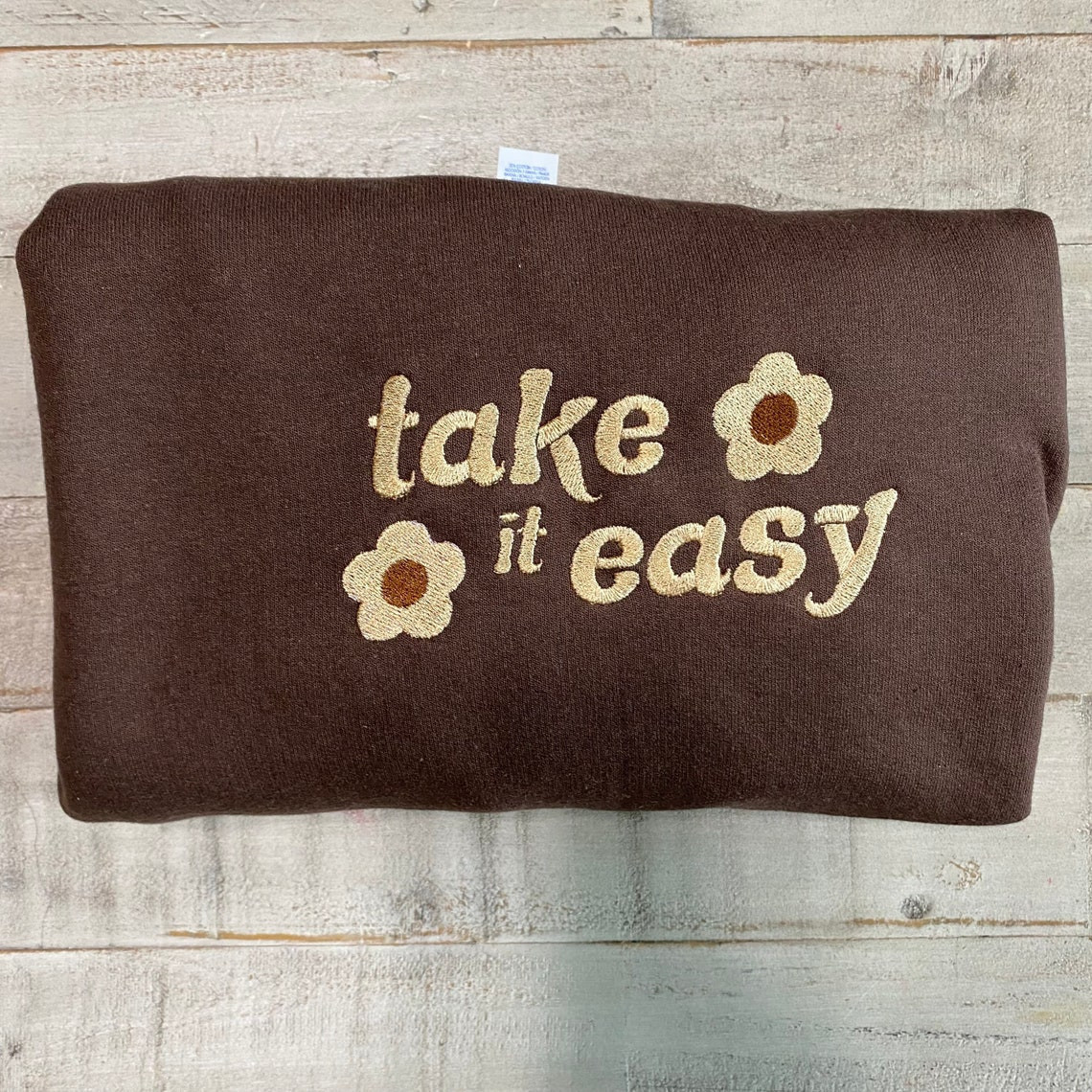 Take It Easy Embroidered Crewneck Cute Vintage Sweatshirt Trendy Crewneck