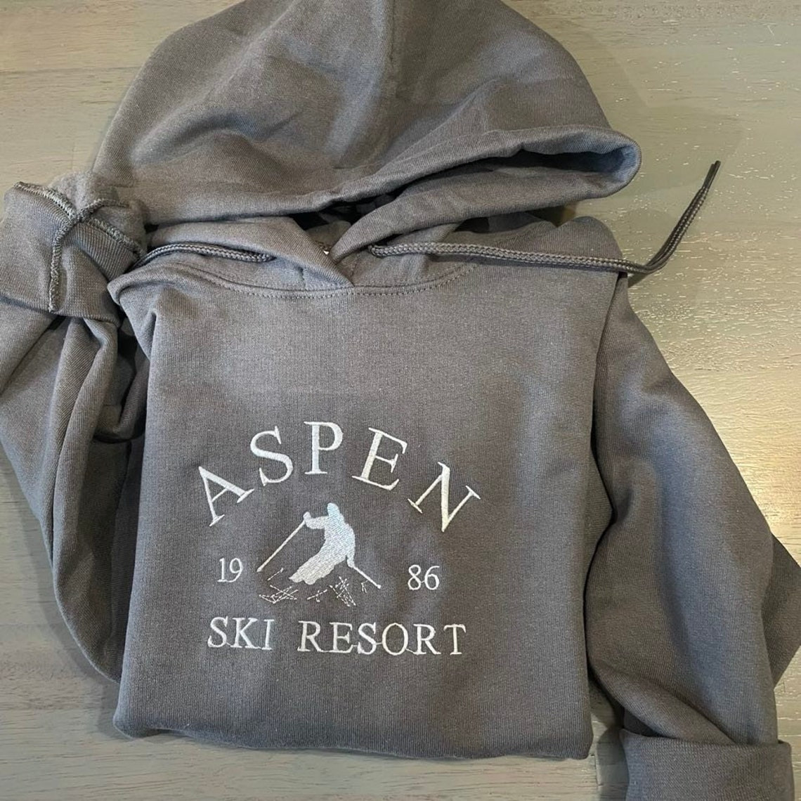 Aspen Ski Resort Embroidered Hoodie Ski Lovers Design Resort Aspen Resort Aspen Hoodies