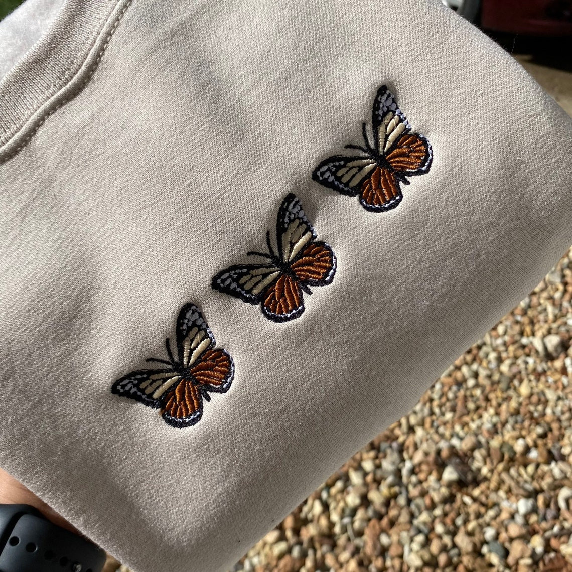 Butterfly Vintage Embroidered Sweatshirt More Colors Available