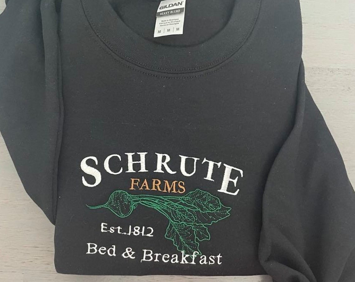 Schrute Embroidered Sweatshirt Vintage Schrute Embroidered Crewneck Trending Vintage Sweatshirts Bed Breakfast Embroidered Sweatshirt