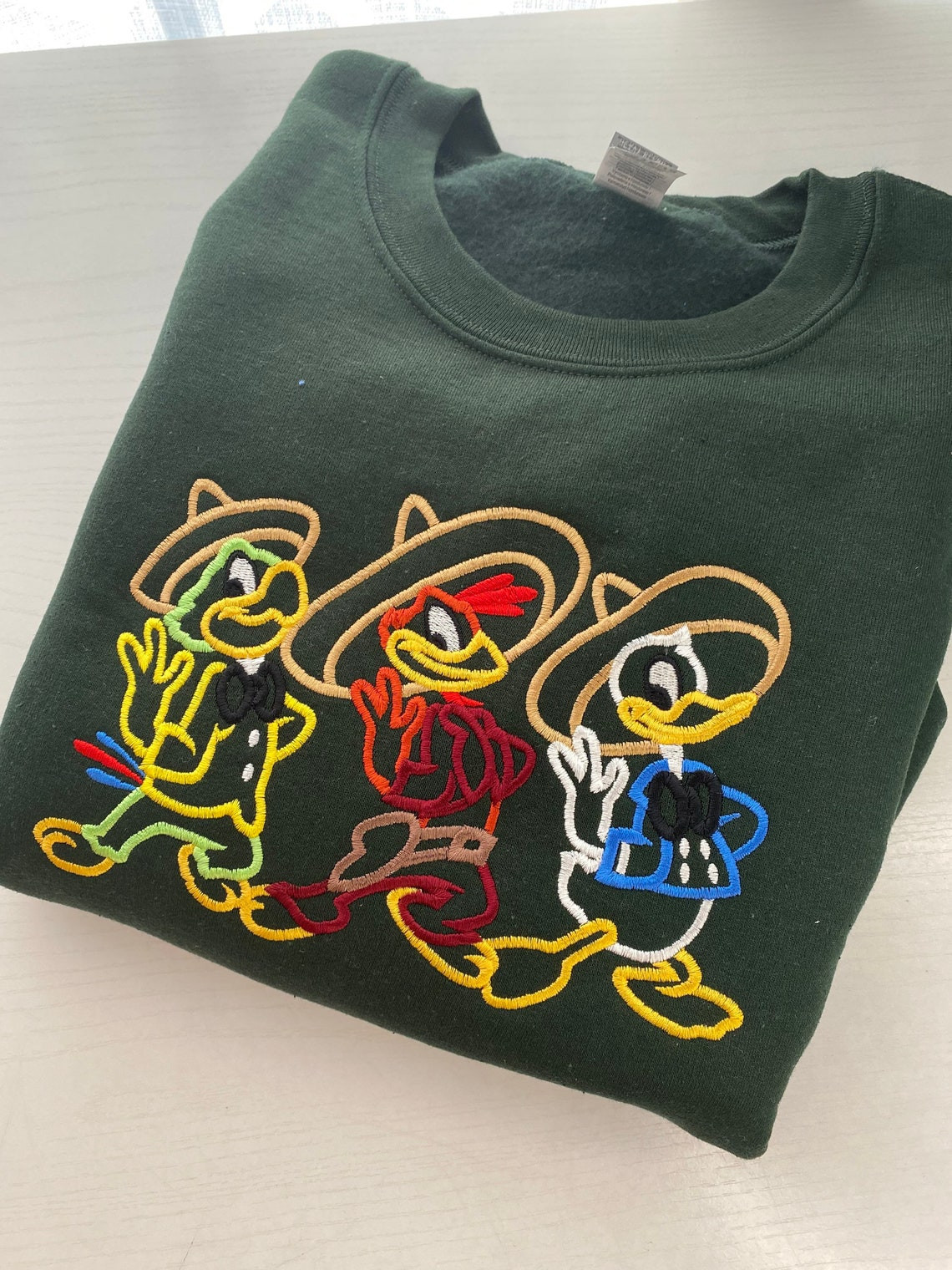 Three Caballeros Embroidered Sweatshirt Hoodie Disney Epcot Embroidered Crewneck Disney Embroidered Hoodie