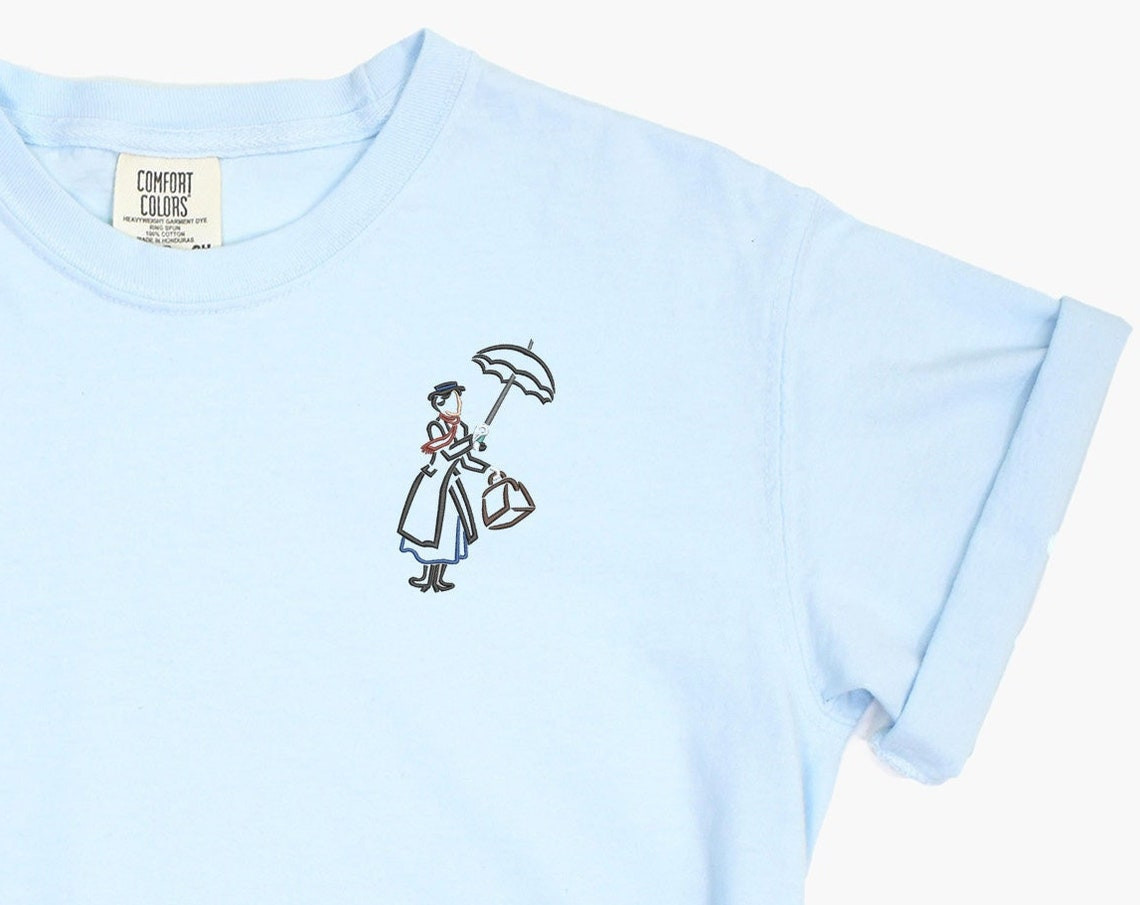 Mary Poppins Embroidered Tshirt Mary Poppins Embroidered Shirt Mary Poppins T Shirt Disney Shirt Disney Tshirt Womens Disney Shirt