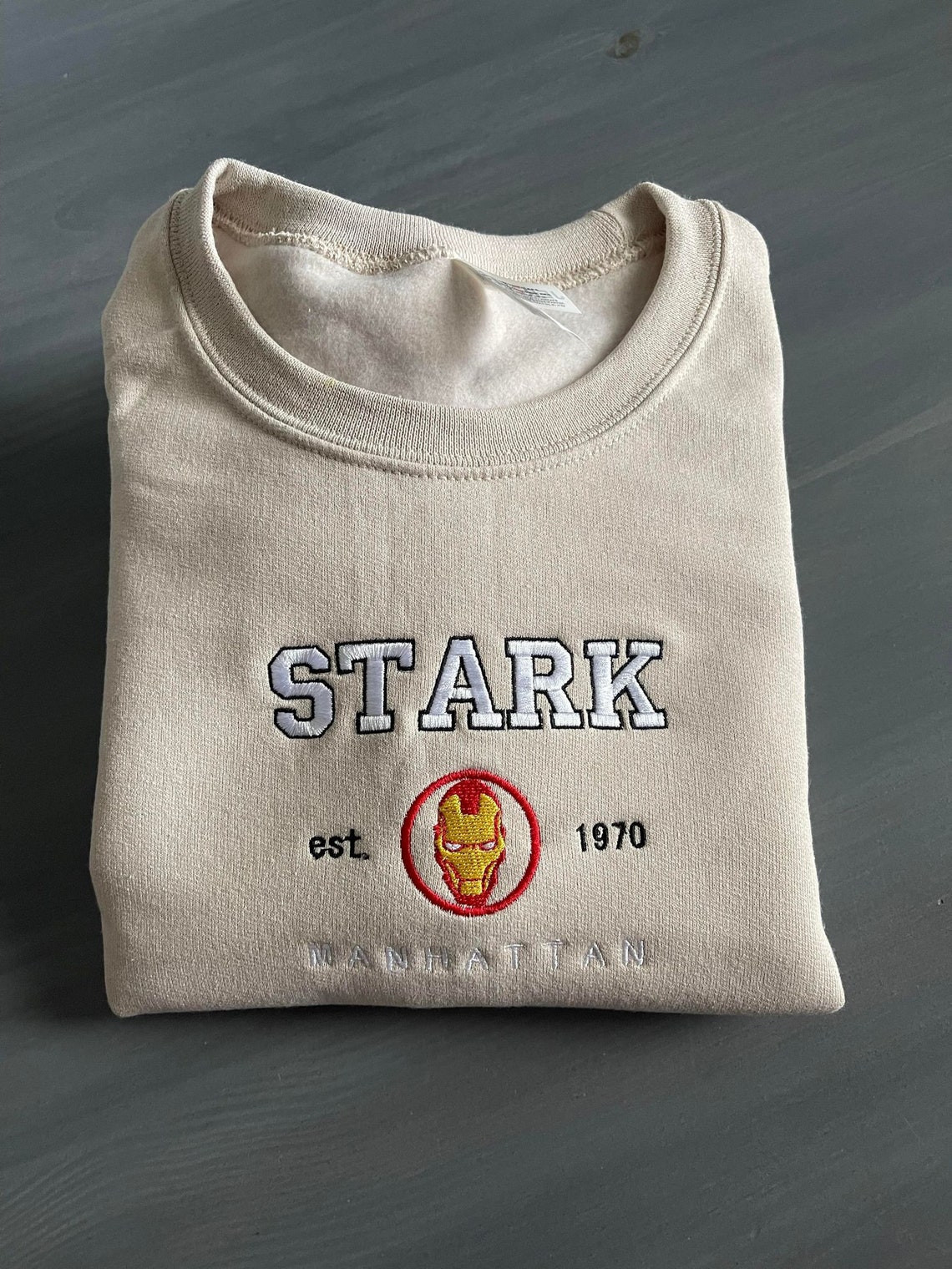 Stark Vintage Embroidered Sweatshirt Vintage Avengers Iron Man Embroidered Crewneck