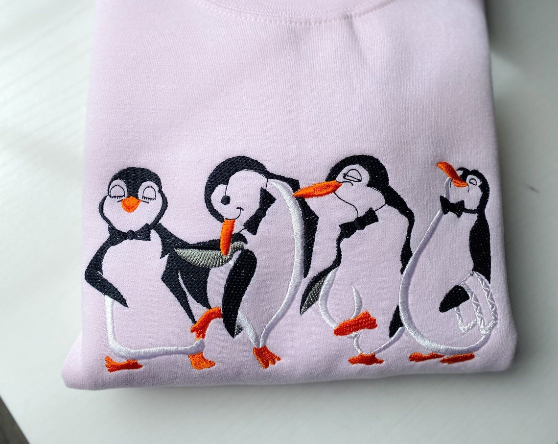 Mary Poppins Penguins Embroidered Sweatshirt Disney Embroidered Sweatshirt Disney World Disneyland Embroidered Crewneck