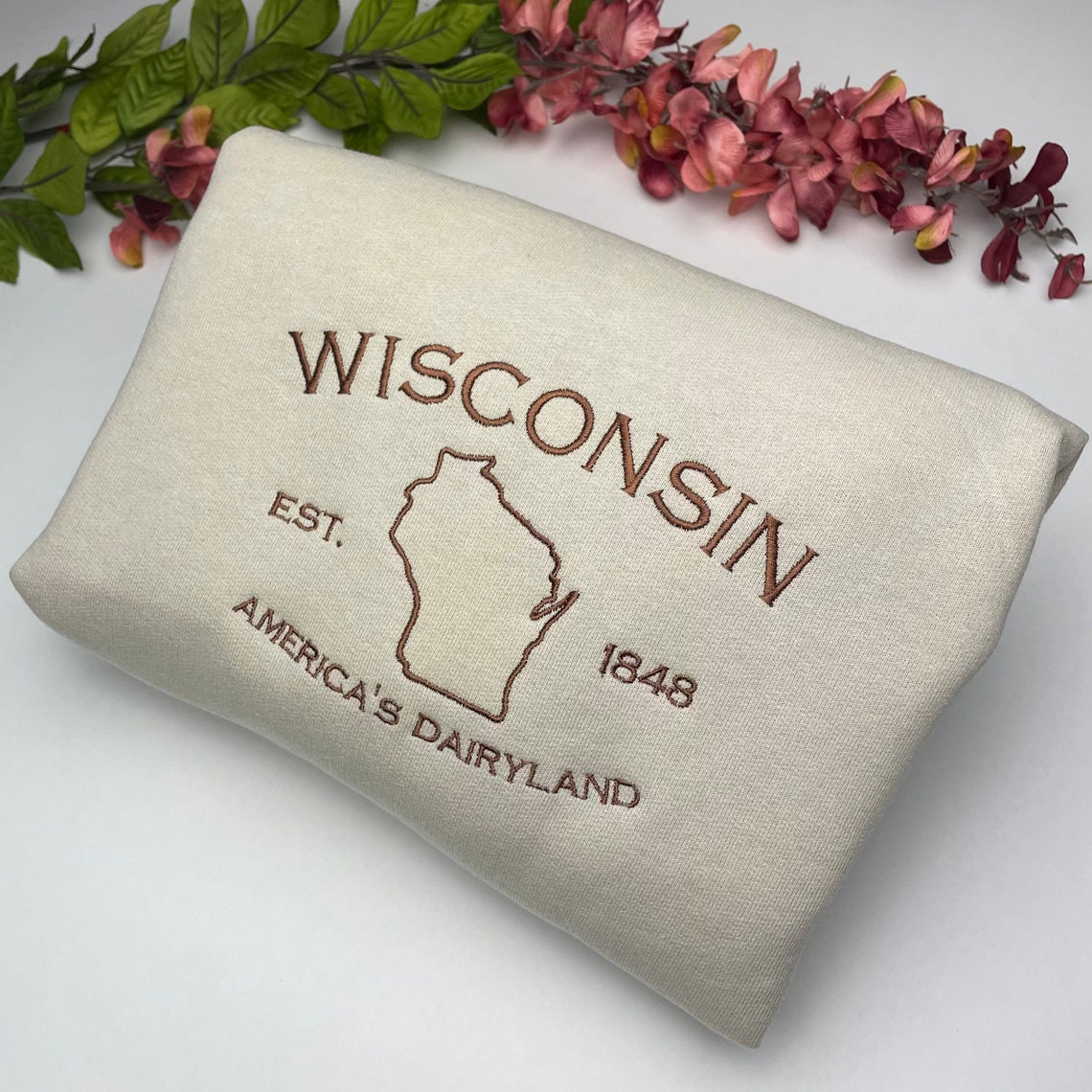 Wisconsin Embroidered Sweatshirt Wisconsin T Shirt And Sweatshirt