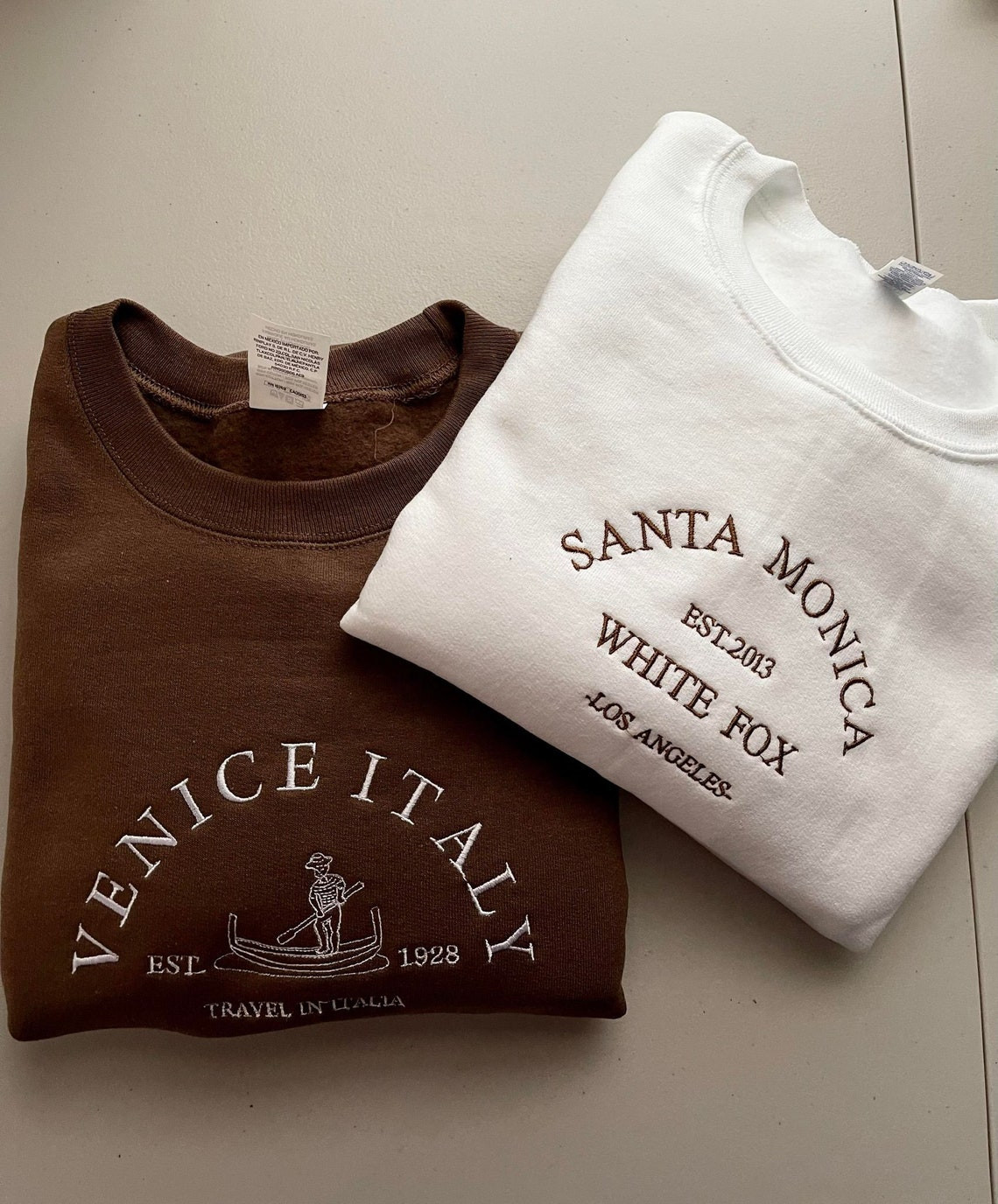 Santa Monica And Venice Italy Embroidered Sweatshirt