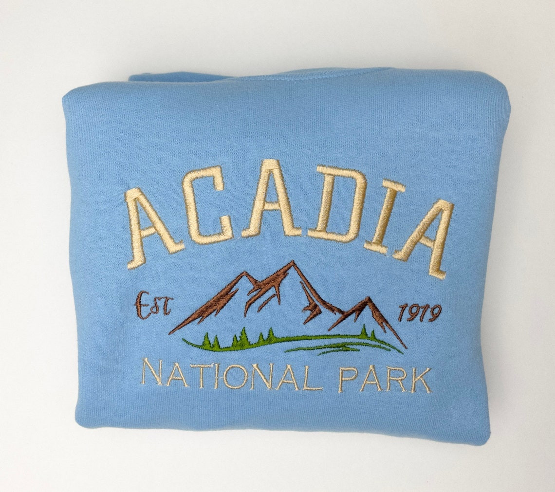 Acadia National Park Embroidered Crewneck Embroidered Crewneck National Park Sweatshirt