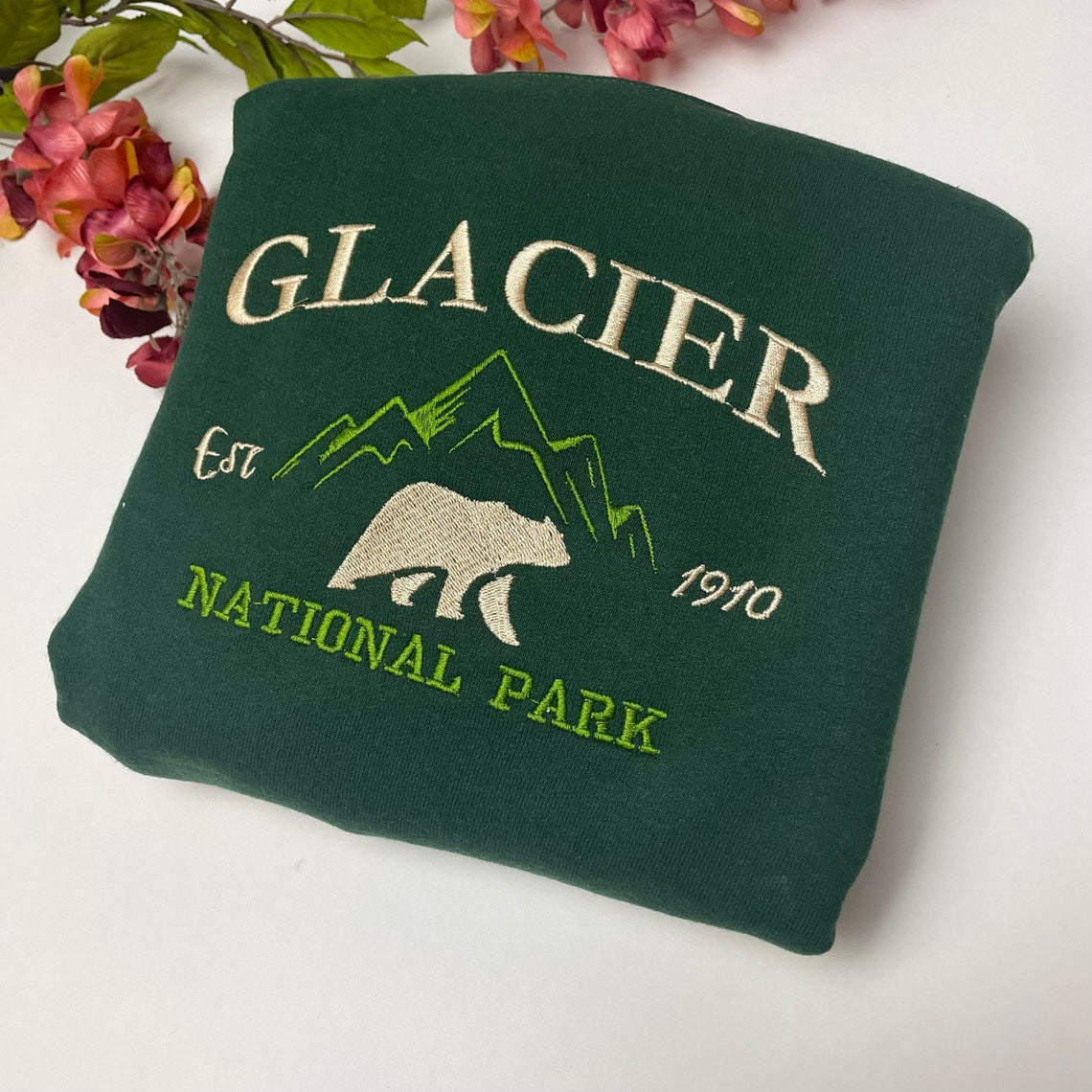 Glacier National Park Embroidered Crewneck Embroidered Crewneck National Park Sweatshirt