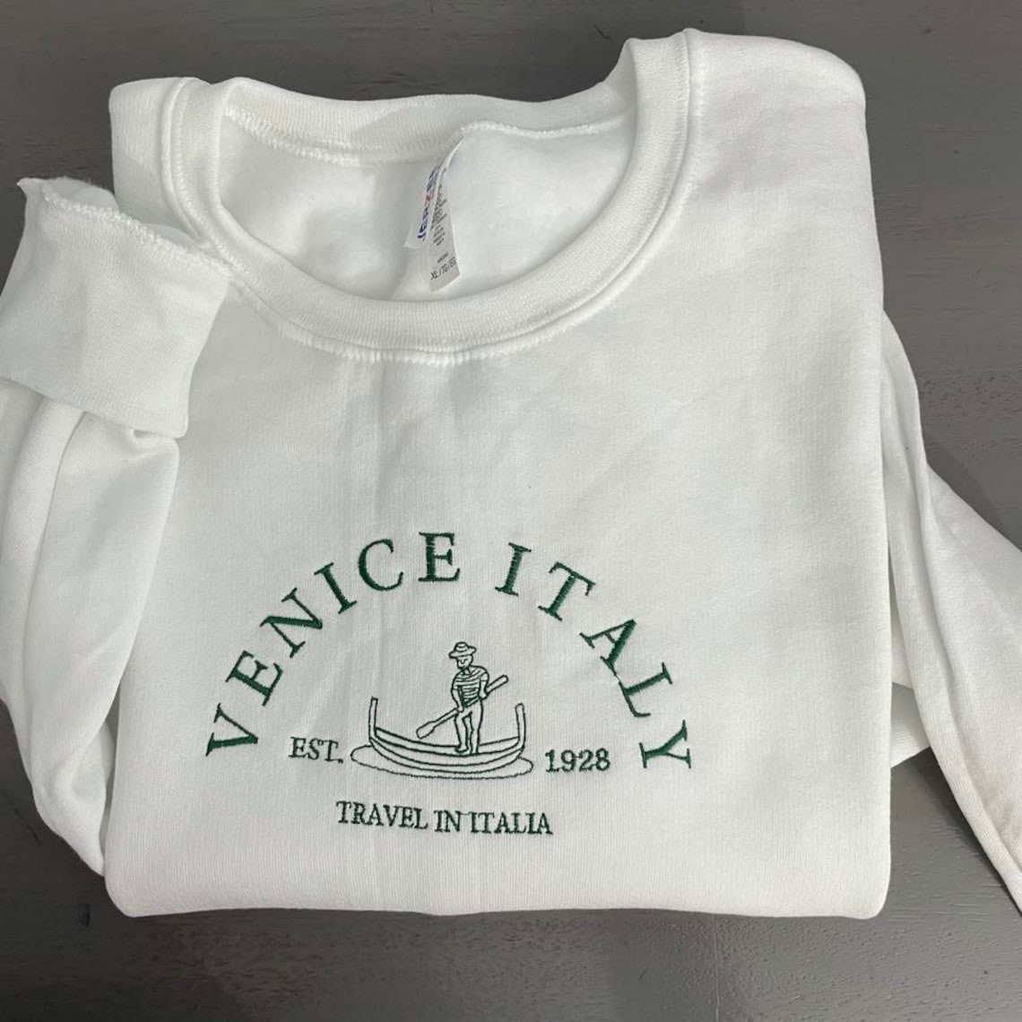 White Venice Italy Embroidered Sweatshirt