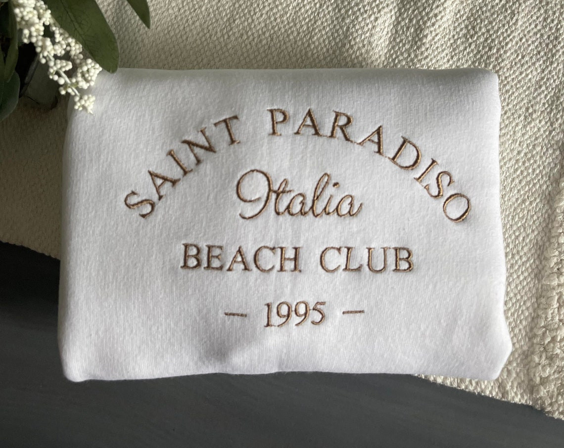 Saint Paradiso Beach Club Italy Embroidered Sweatshirt Choose Your Color Crewneck