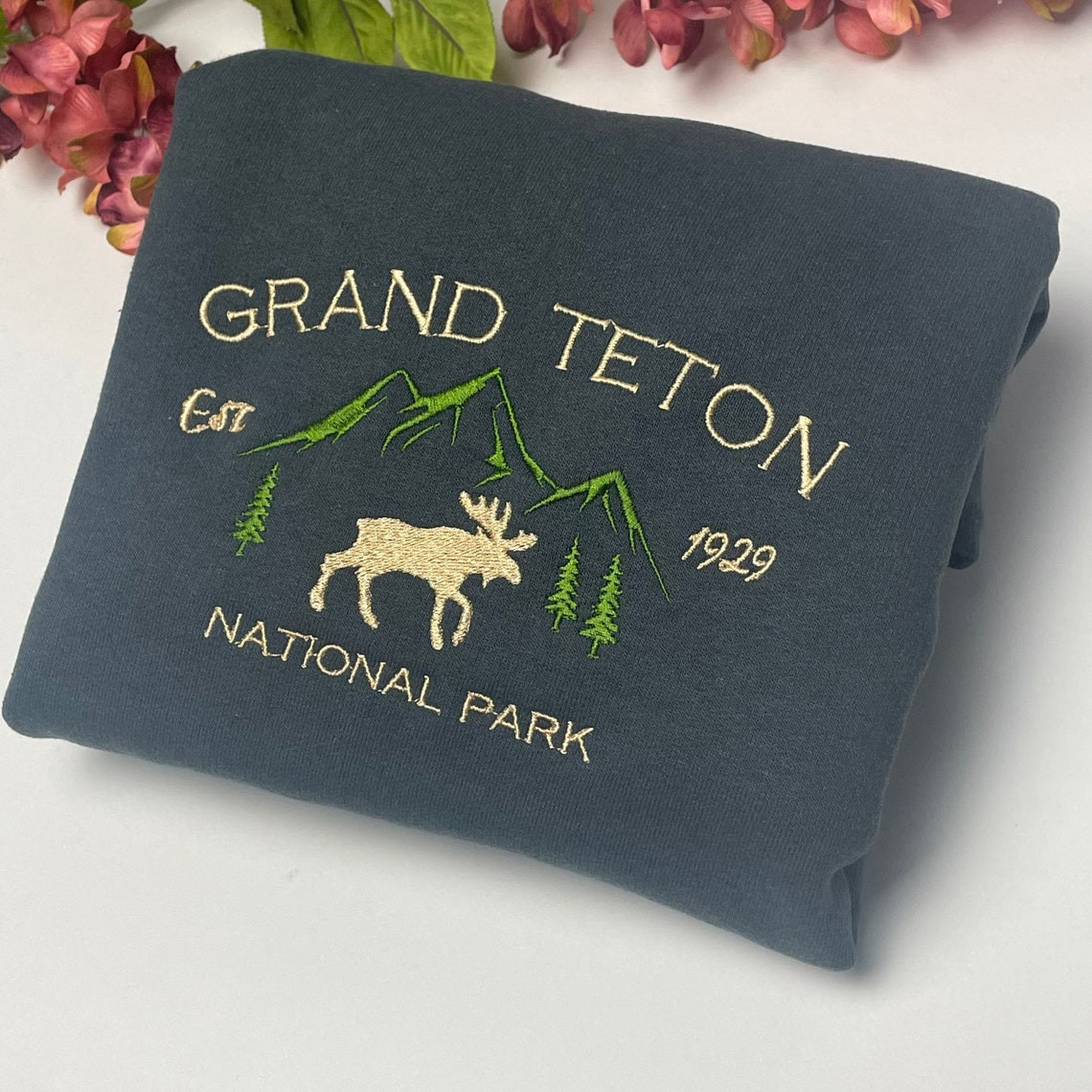 Grand Teton National Park Embroidered Crewneck Embroidered Crewneck National Park Sweatshirt