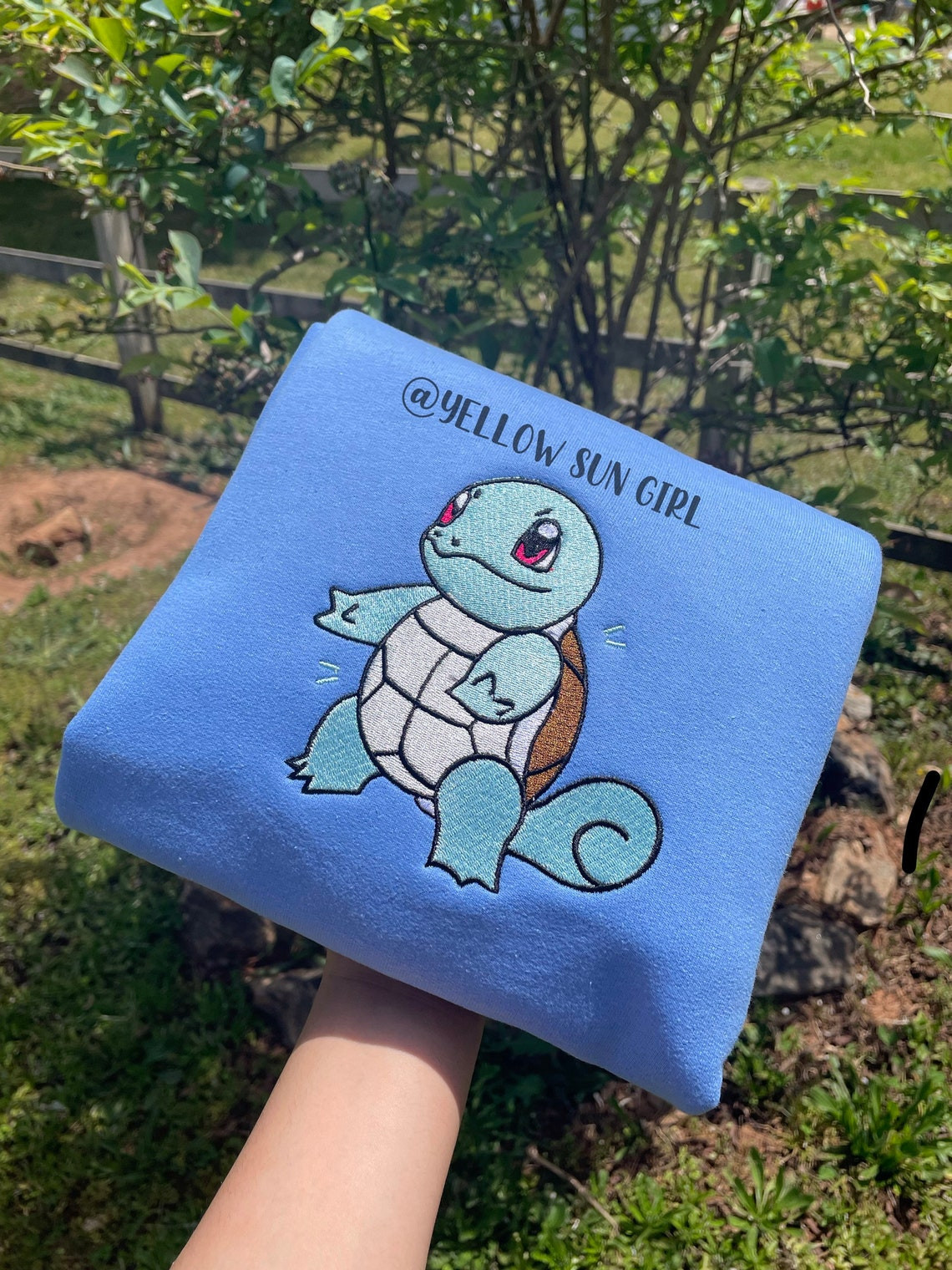 Squirtle Light Blue Sweatshirt Pokemon Anime Embroidery