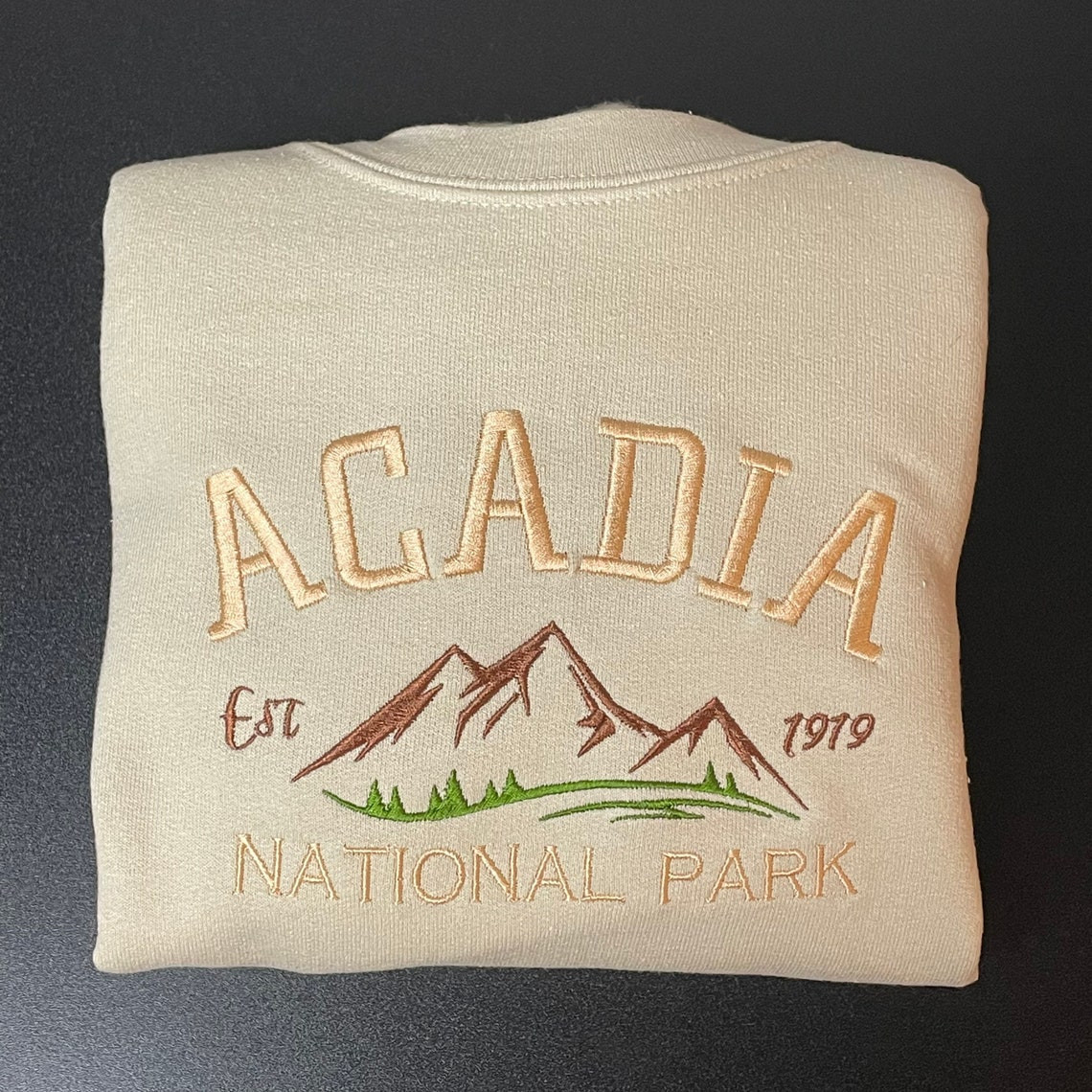 Acadia National Park Embroidered Crewneck Embroidered Crewneck National Park Sweatshirt