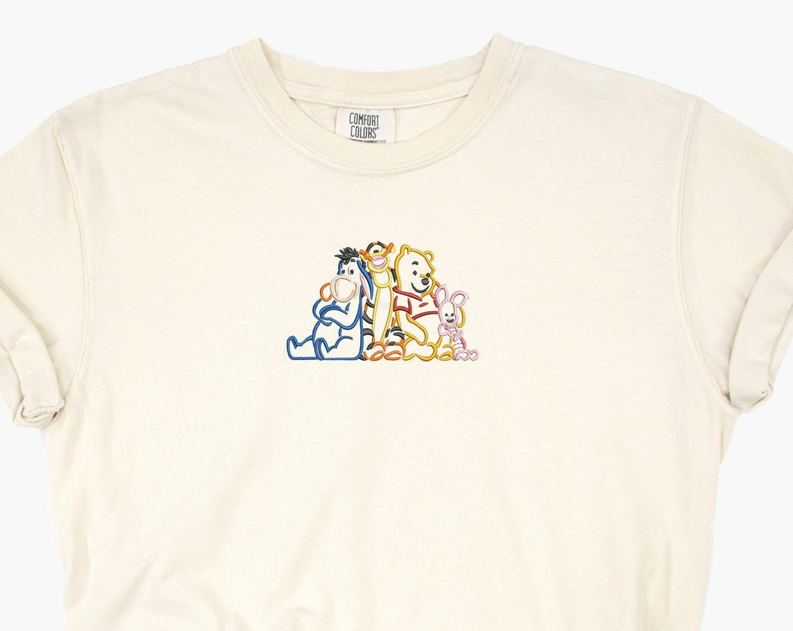 Winnie The Pooh And Friends Embroidered Tshirt Pooh Tshirt Tigger Shirt Piglet T Shirt Disney Embroidered Shirt Womens Disney Shirt