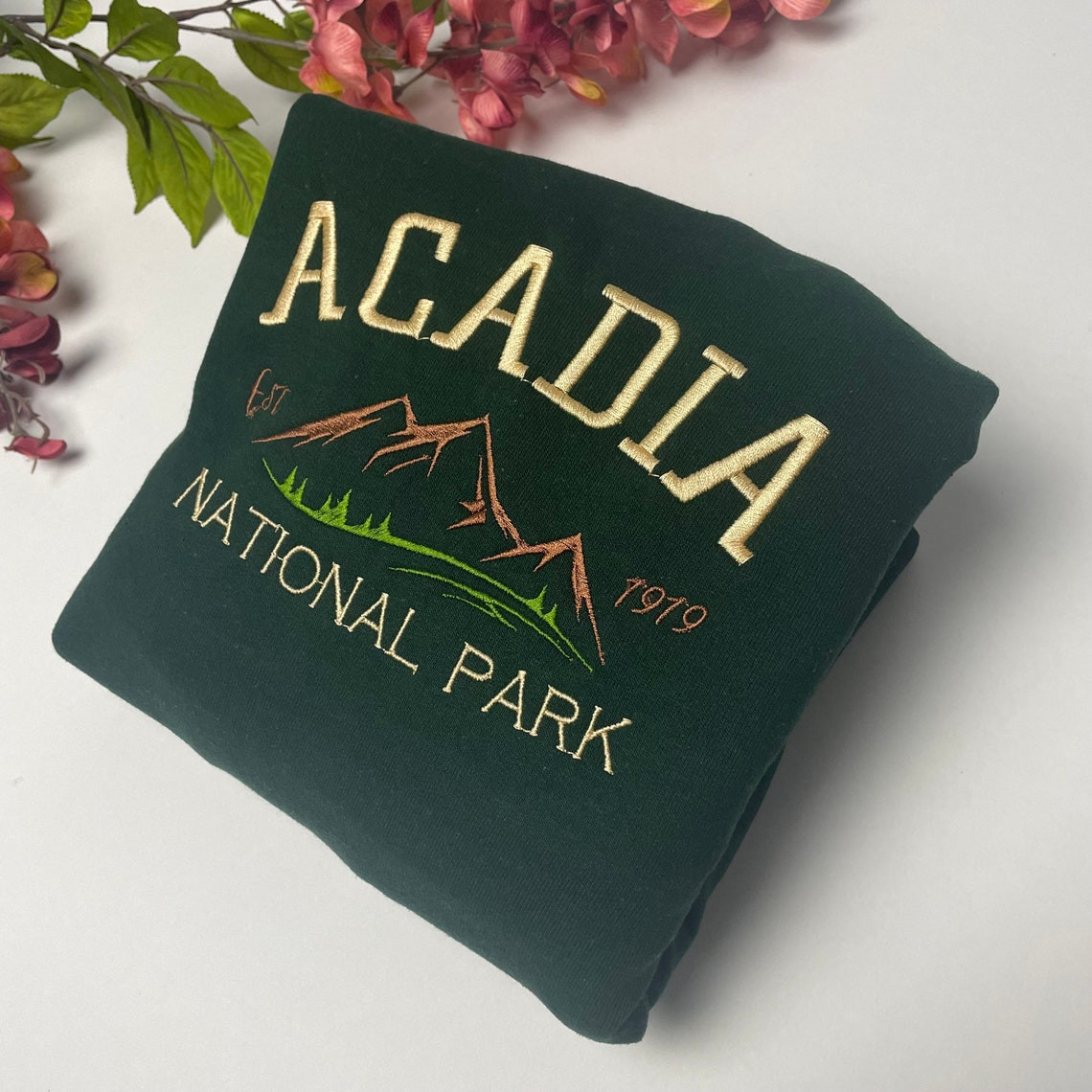 Acadia National Park Embroidered Crewneck Embroidered Crewneck National Park Sweatshirt