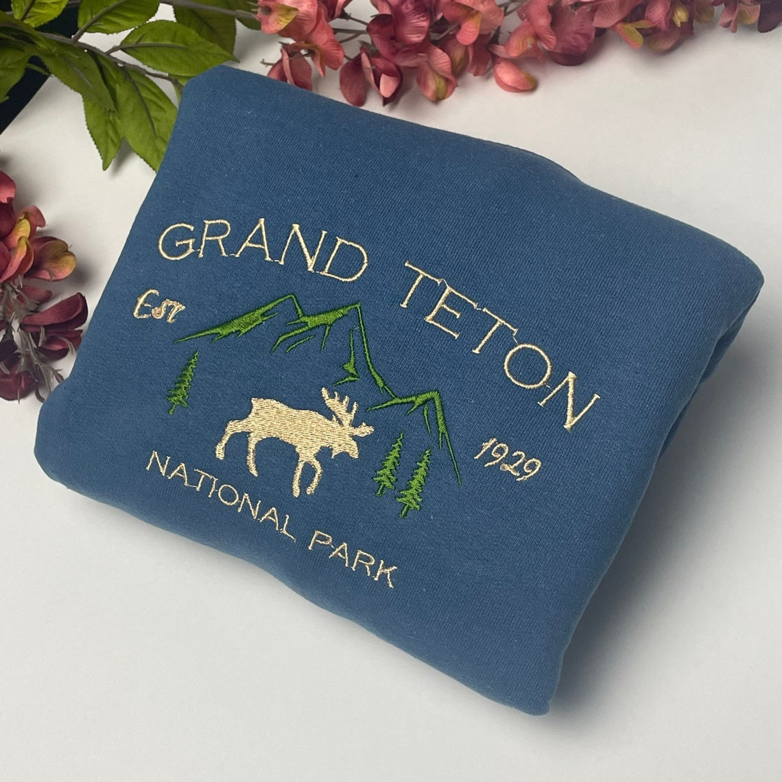 Grand Teton National Park Embroidered Crewneck Embroidered Crewneck National Park Sweatshirt