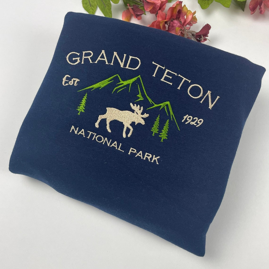 Grand Teton National Park Embroidered Crewneck Embroidered Crewneck National Park Sweatshirt