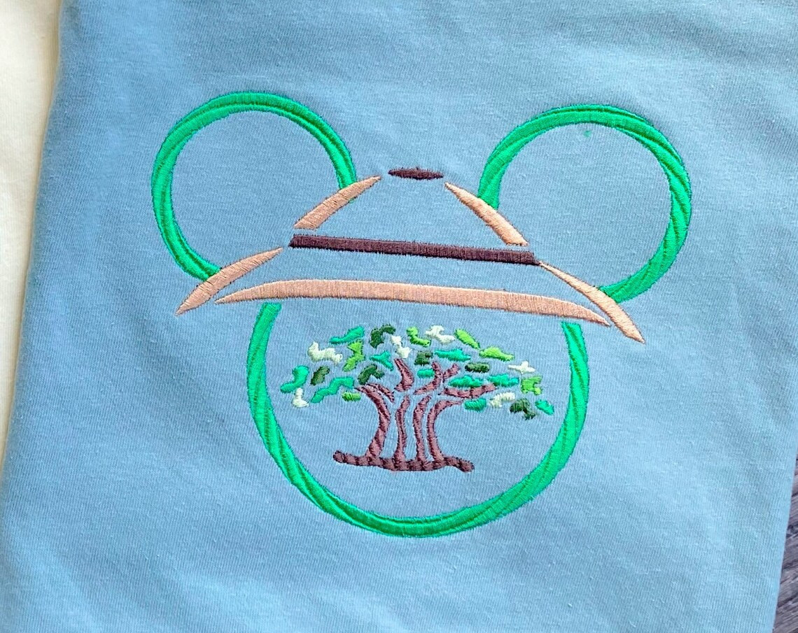 Safari Mickey Embroidered Shirt Animal Kingdom Embroidered T Shirt Disney World Disneyland Embroidered Shirt