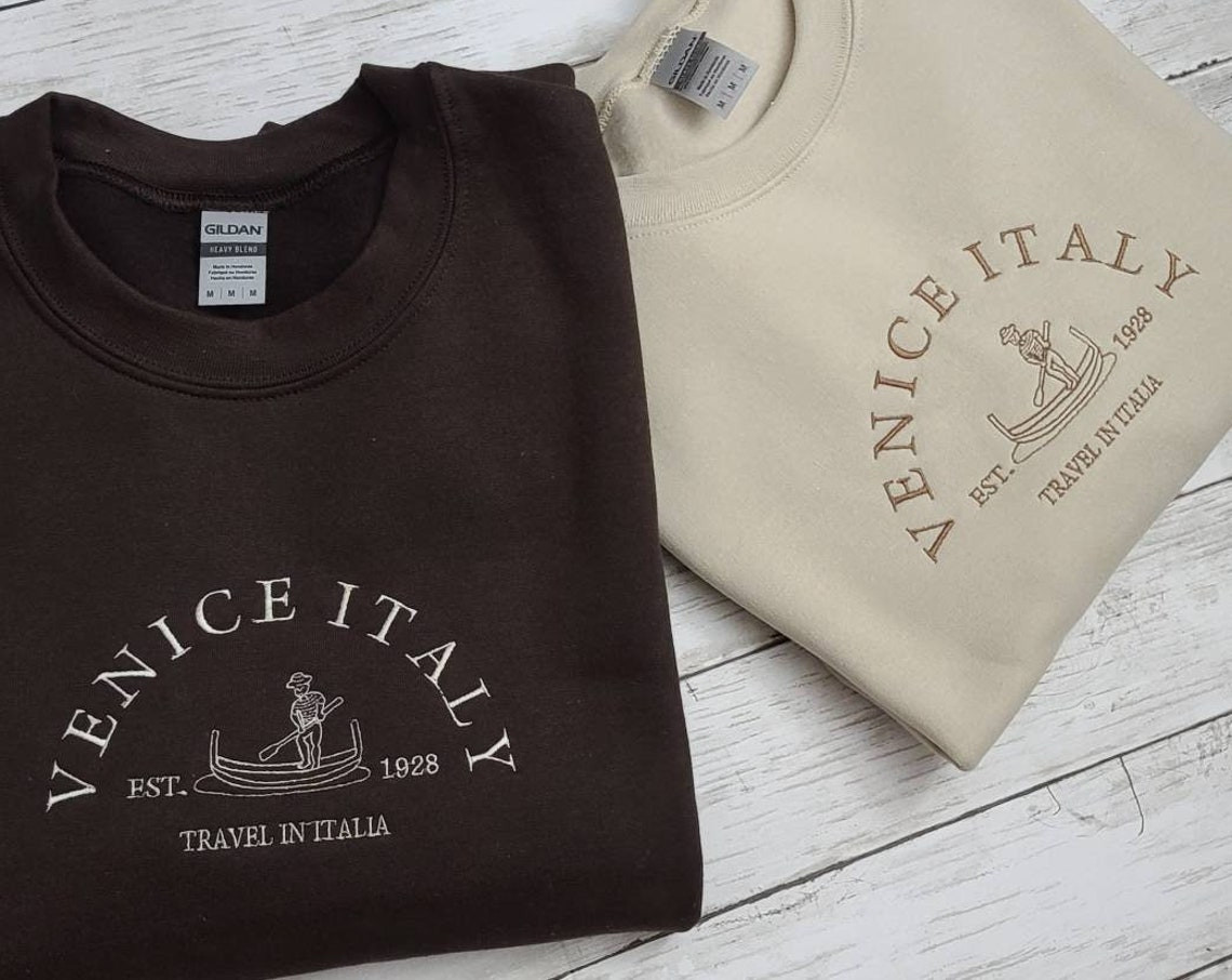 Venice Italy Embroidered Sweatshirt Travel In Italy Sweatshirt Crewneck Unisex Trendy