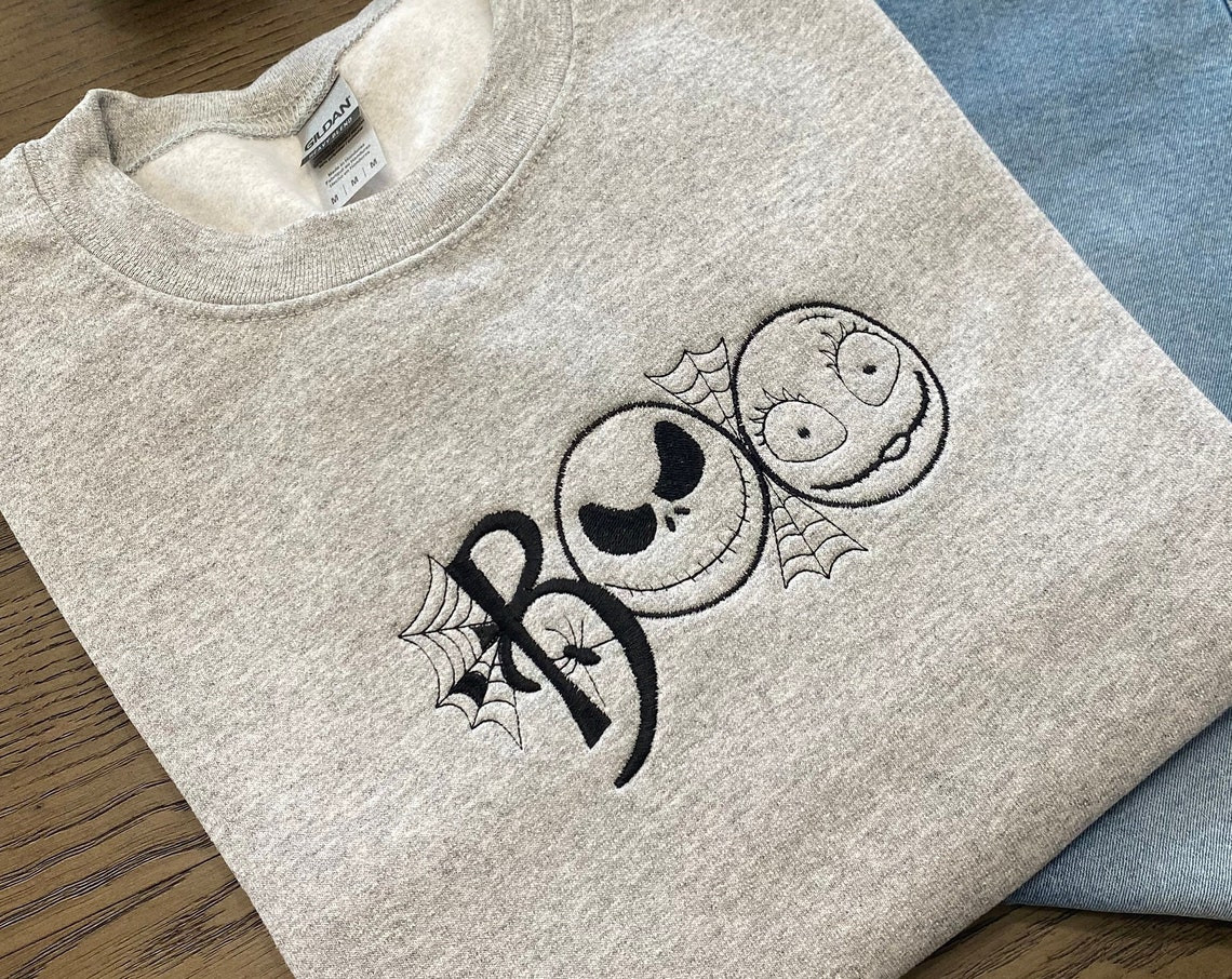 Embroidered Boo Sweatshirt Embroidered Halloween Costume Embroidered Shirt Trick Or Treat Scary Sweatshirt Spooky Sweatshirt