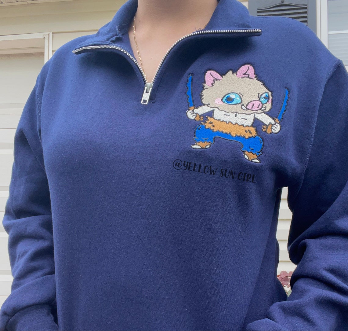 Anime Zip Up Sweatshirt Pokemon Anime Embroidery